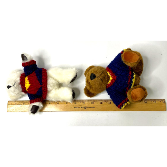 Lot of 4 Vintage Hugfun Int'l Teddy Bear in Sweater Jointed 8" Tall Plush 2000 - Picture 10 of 10